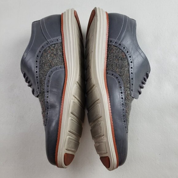 Cole Haan Lunargrand Oxford Mens 11 Gray Leather Wool Wingtip Lace Up Dress Shoe - Picture 5 of 12